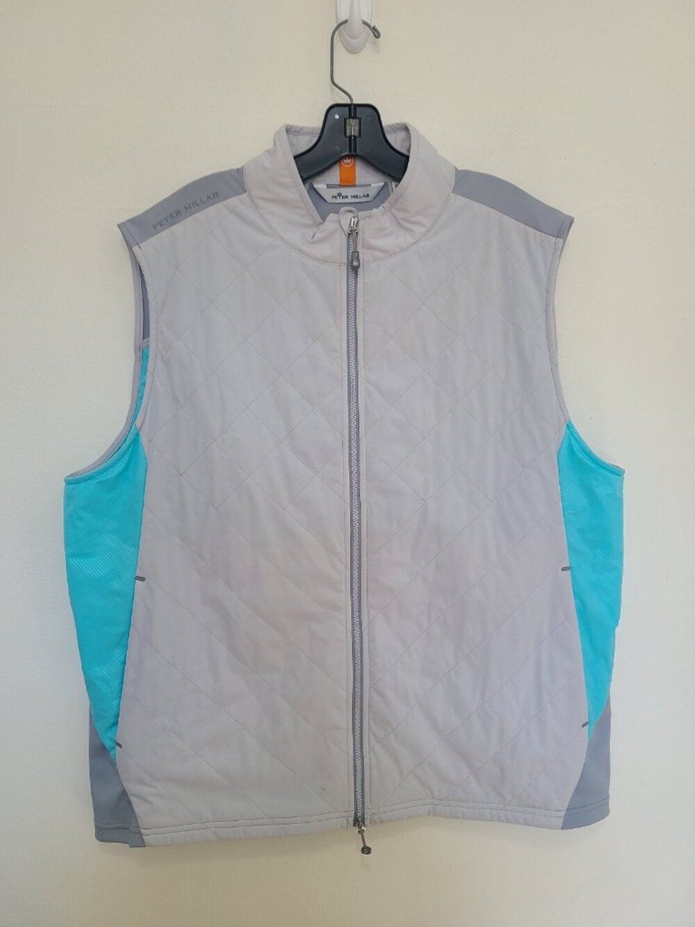 Peter Millar Mens XL Fuse Elite Full Zip Quilted Gray